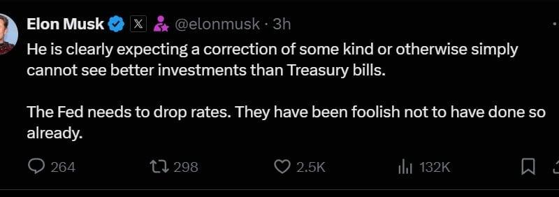 Elon Musk Sentil The Fed Gara-Gara Tak Kunjung Pangkas Bunga Acuan