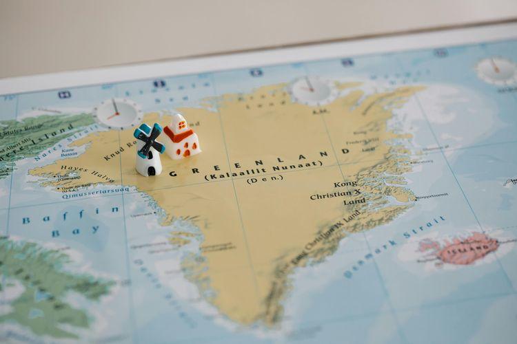 Ilustrasi peta Greenland. Kanada disebut siap kirim pasukan ke Greenland untuk latihan bersama NATO di tengah rencana Trump menguasai pulau milik Denmark itu.
