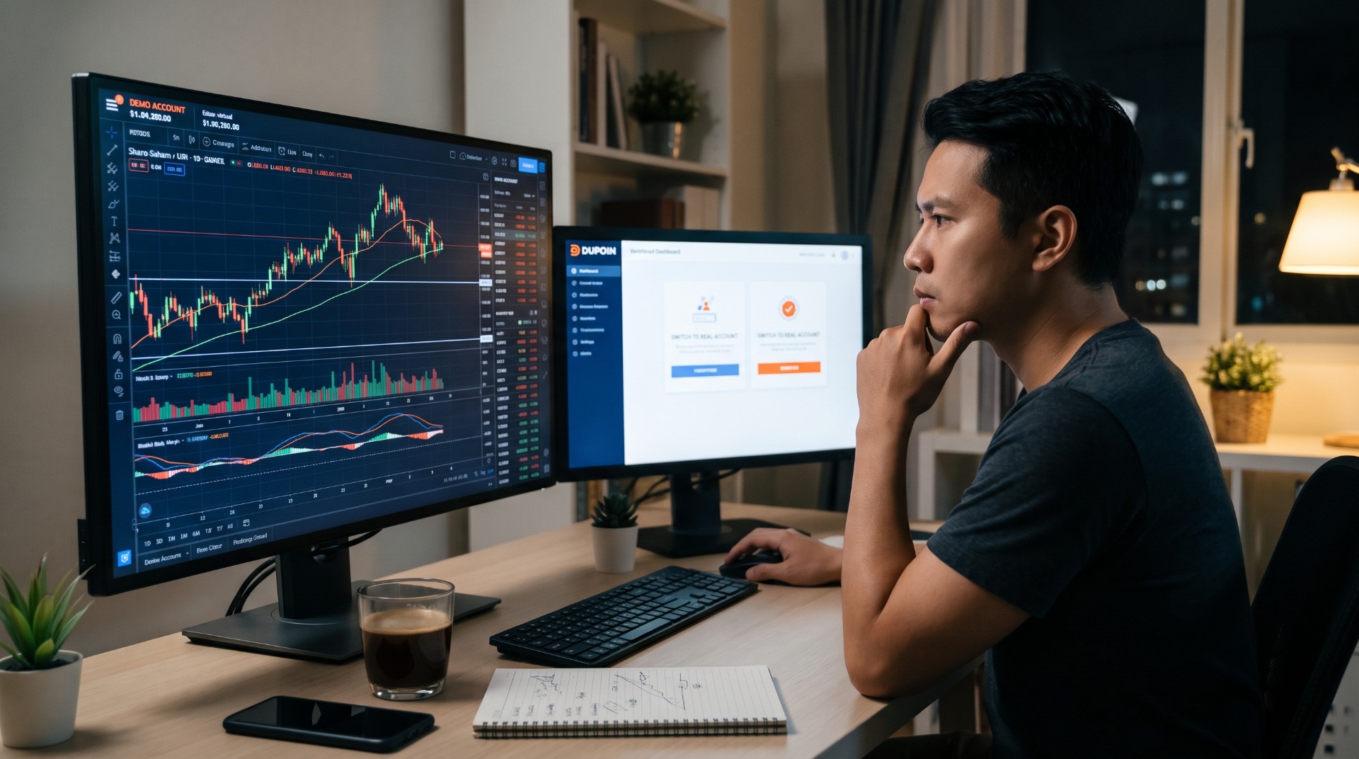 Ilustrasi latihan trading saham